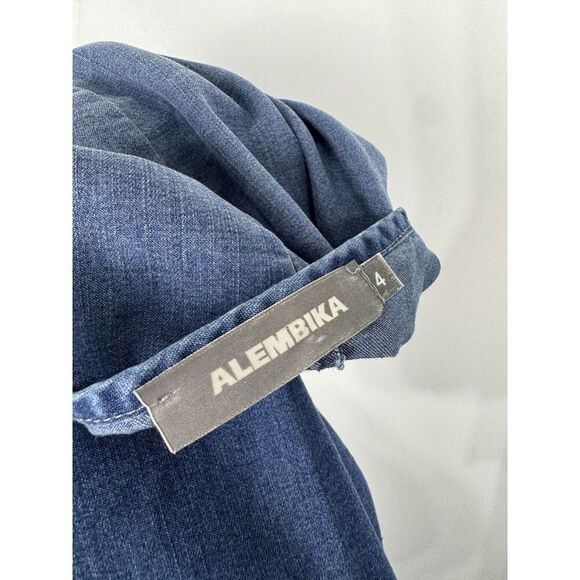 Alembika Sz 4 US 12/14 chambray Pleaded Button Front Dress Tunic - Picture 6 of 6